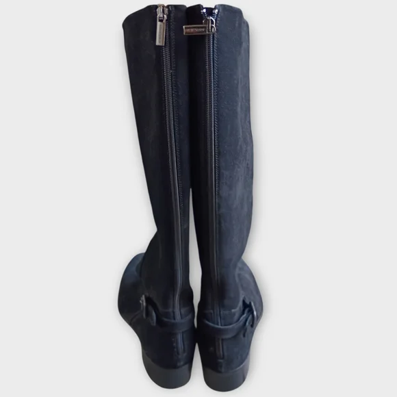 Aquatalia Black Suede Heeled Boots Women's Size 11 - Picture 3 of 10